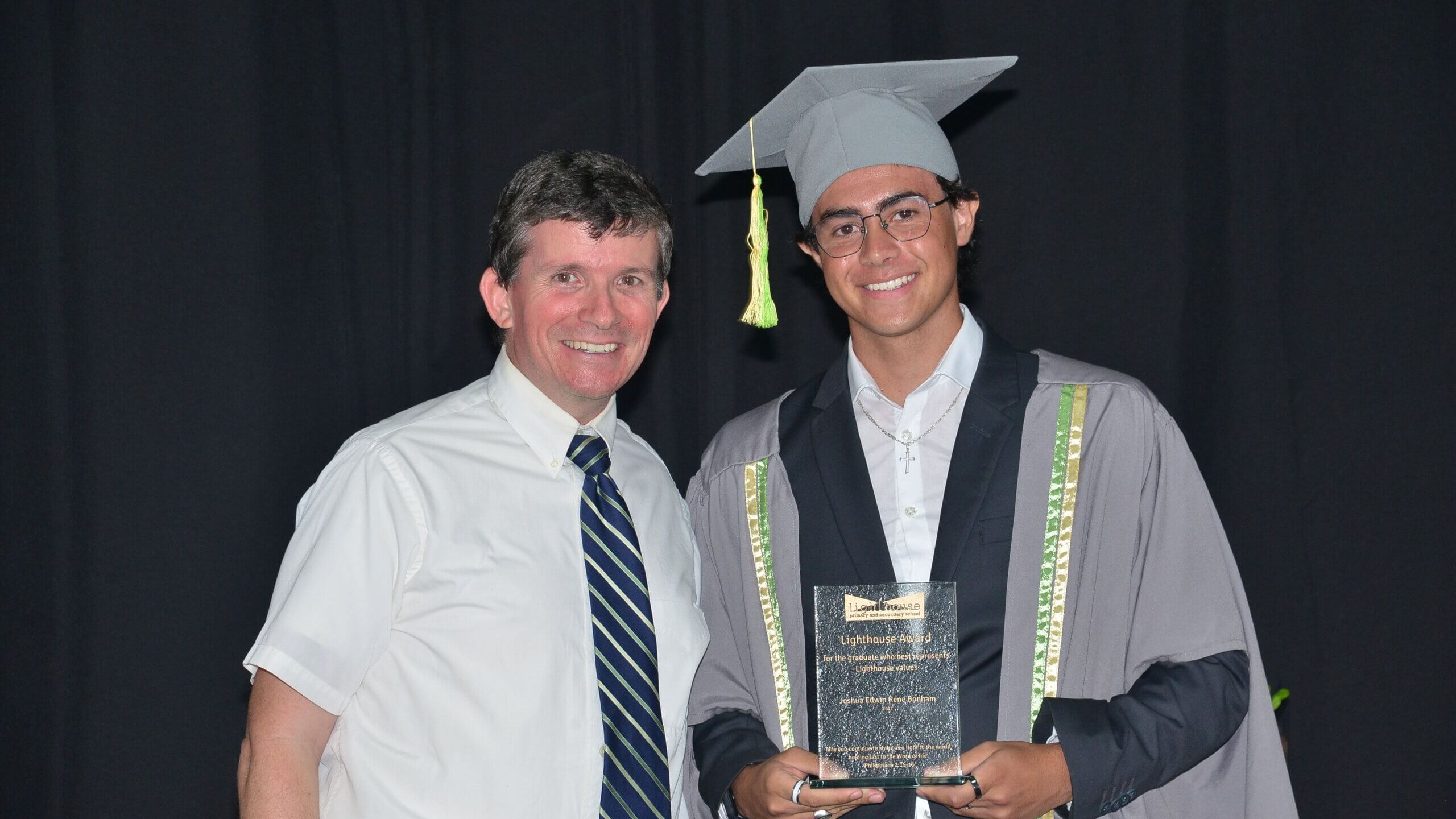 Joshua Bonham Year 13 Graduate 2022 receives the Lighthouse Award