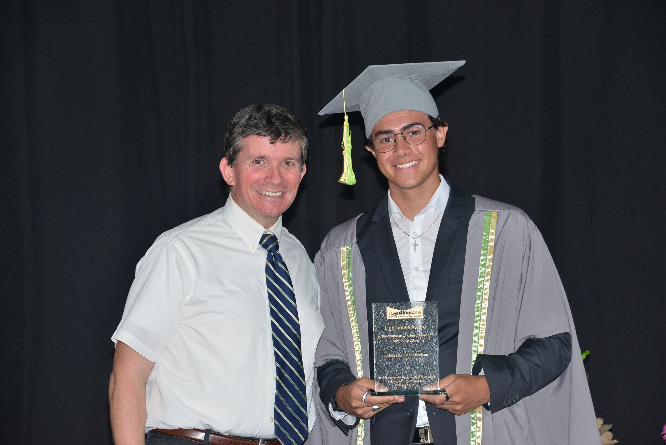 Joshua Bonham Year 13 Graduate 2022 receives the Lighthouse Award